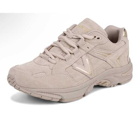 Vionic Shoes - Vionic 23Walk 2.0 Womens 8.5 Wide Walking Shoes Sand Suede Gold Sneakers J0683L